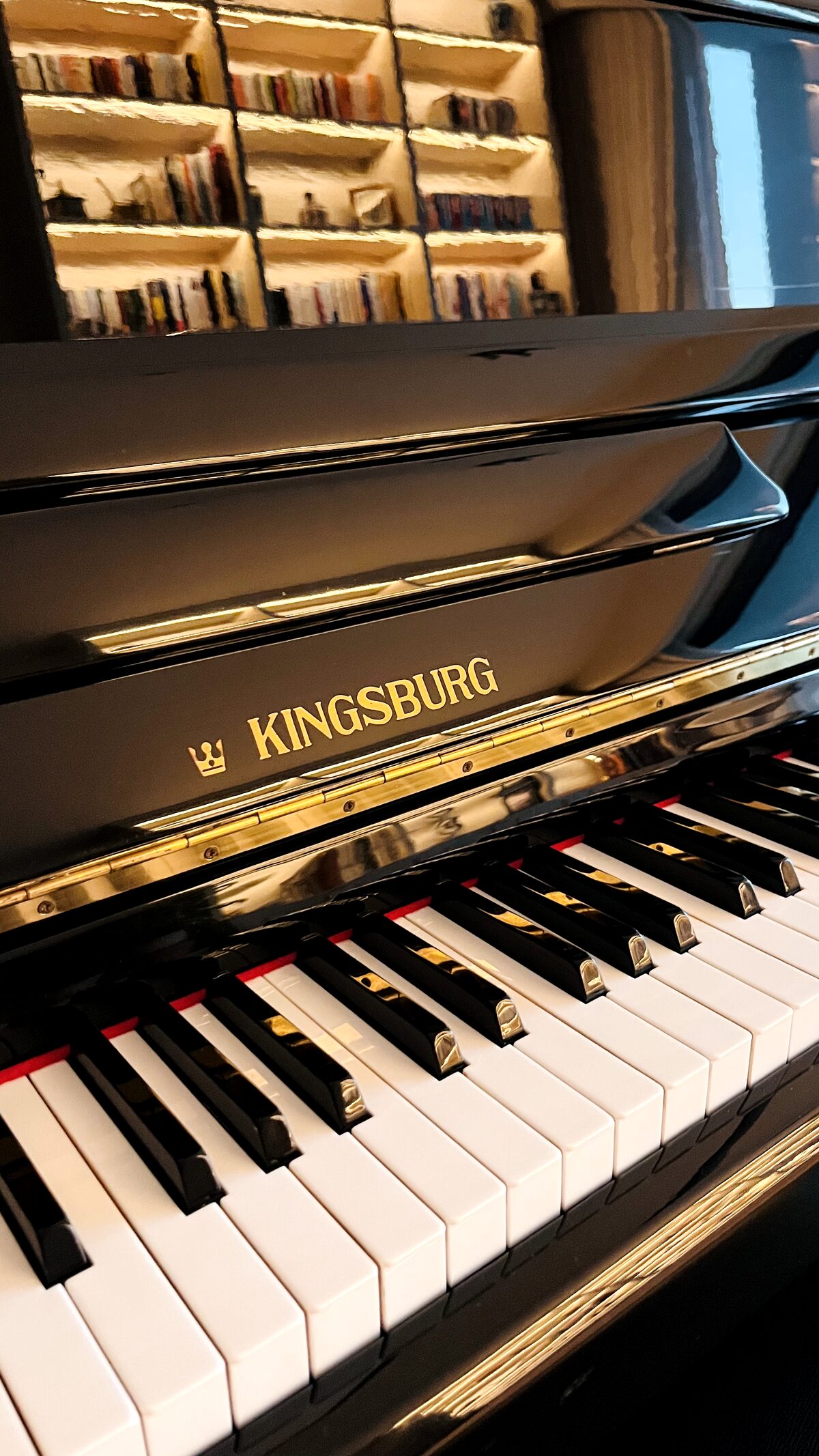 Kingsburg SP 1649 upright piano — the heart of Jumeirah Piano Studio